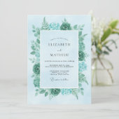 Invitation Mariage Aqua Menthe Fougère (Debout devant)
