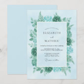 Invitation Mariage Aqua Menthe Fougère (Devant / Derrière)