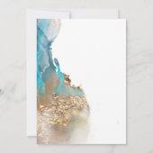 Invitation MARIAGE | Aqua moderne et Gold Marbled Ink Invita (Dos)