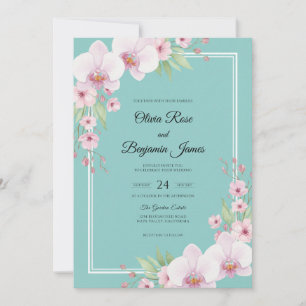 Invitation Mariage Aqua Orchidée Rose