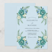 Invitation Mariage Aqua Paeony (Devant / Derrière)