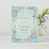 Invitation Mariage Aqua Tan Blossom (Debout devant)