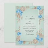 Invitation Mariage Aqua Tan Blossom (Devant / Derrière)