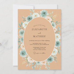 Invitation Mariage Aqua Terre Cuite Ranunculus Eucalyptus