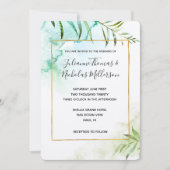 Invitation Mariage Aqua Tropical Feuille Watercolor (Devant)