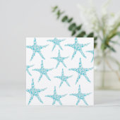 Invitation Mariage Aqua Turquoise Starfish Beach (Debout devant)