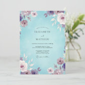 Invitation Mariage Aqua Violet Bloom (Debout devant)