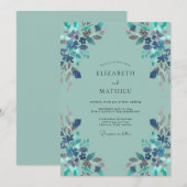 Invitation Mariage Aqua Wildflower (Devant / Derrière)