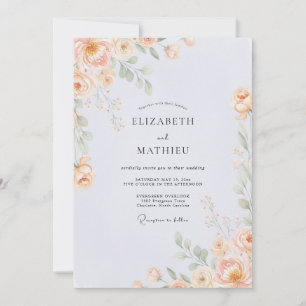 Invitation Mariage Aquarelle Abricot Pâle