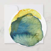 Invitation Mariage Aquarelle Abstraite Bleu Jaune Bohème (Dos)