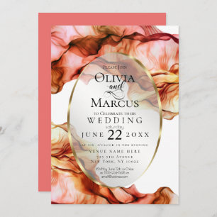 Invitation MARIAGE   Aquarelle Abstraite Couleurs d'automne 3