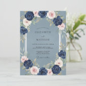 Invitation Mariage Aquarelle Acier de Minuit (Debout devant)