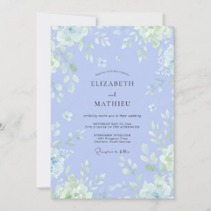 Invitation Mariage Aquarelle Aérien Pervenche