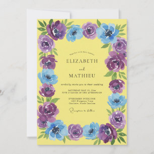 Invitation Mariage aquarelle améthyste azur