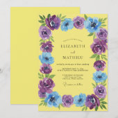 Invitation Mariage aquarelle améthyste azur (Devant / Derrière)