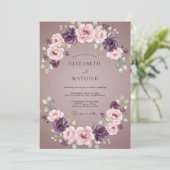 Invitation Mariage Aquarelle Améthyste Mauve (Debout devant)