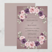 Invitation Mariage Aquarelle Améthyste Mauve (Devant / Derrière)
