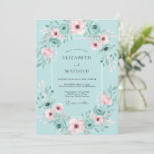 Invitation Mariage Aquarelle Aqua Blush (Debout devant)