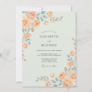 Invitation Mariage Aquarelle Ardoise Abricot