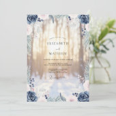 Invitation Mariage Aquarelle Ardoise d'Acier (Debout devant)