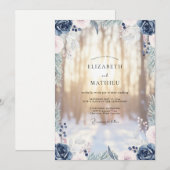 Invitation Mariage Aquarelle Ardoise d'Acier (Devant / Derrière)