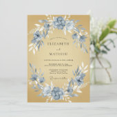 Invitation Mariage aquarelle ardoise et moutarde (Debout devant)