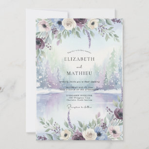 Invitation Mariage aquarelle ardoise et pervenche