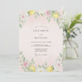 Invitation Mariage aquarelle au citron pastel (Debout devant)