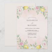 Invitation Mariage aquarelle au citron pastel (Devant / Derrière)