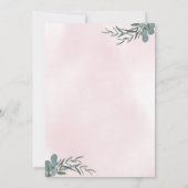 Invitation Mariage aquarelle au eucalyptus rose fuchsia pivoi (Dos)