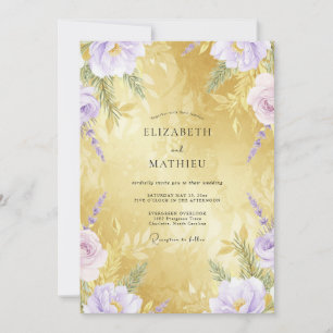 Invitation Mariage Aquarelle au Lilas et au Miel