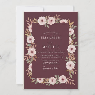 Invitation Mariage Aquarelle au Rose Foncé