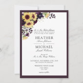Invitation Mariage aquarelle au tournesol violet Elegant Plum (Devant)