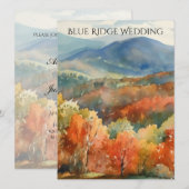Invitation Mariage aquarelle automnal dans les montagnes Blue (Devant / Derrière)