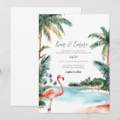 Invitation Mariage aquarelle aux Bahamas (Devant / Derrière)