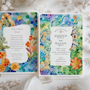 Invitation Mariage aquarelle Barcelone Gaudí