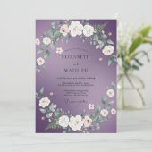 Invitation Mariage aquarelle blanc et améthyste (Debout devant)