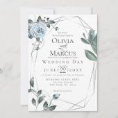 Invitation MARIAGE | Aquarelle bleu bleu foncé (Devant)