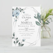 Invitation MARIAGE | Aquarelle bleu bleu foncé (Debout devant)