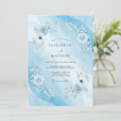 Invitation Mariage Aquarelle Bleu Céleste Sérénité (Debout devant)