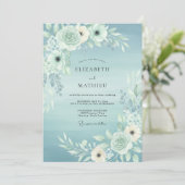 Invitation Mariage Aquarelle Bleu Clair Sérène (Debout devant)