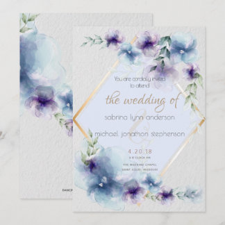 Invitation Mariage | Aquarelle bleu et violet