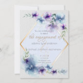 Invitation Mariage | Aquarelle bleu et violet (Devant)