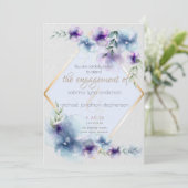 Invitation Mariage | Aquarelle bleu et violet (Debout devant)