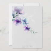 Invitation Mariage | Aquarelle bleu et violet (Dos)