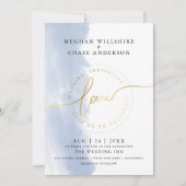 Invitation MARIAGE | Aquarelle bleu foncé (Devant)