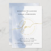 Invitation MARIAGE | Aquarelle bleu foncé (Devant / Derrière)