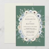 Invitation Mariage Aquarelle Bleu Pâle Sage (Devant / Derrière)