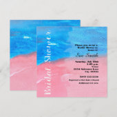 INVITATION Mariage Aquarelle Bleu & Rose (Devant / Derrière)