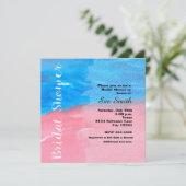 INVITATION Mariage Aquarelle Bleu & Rose (Debout devant)